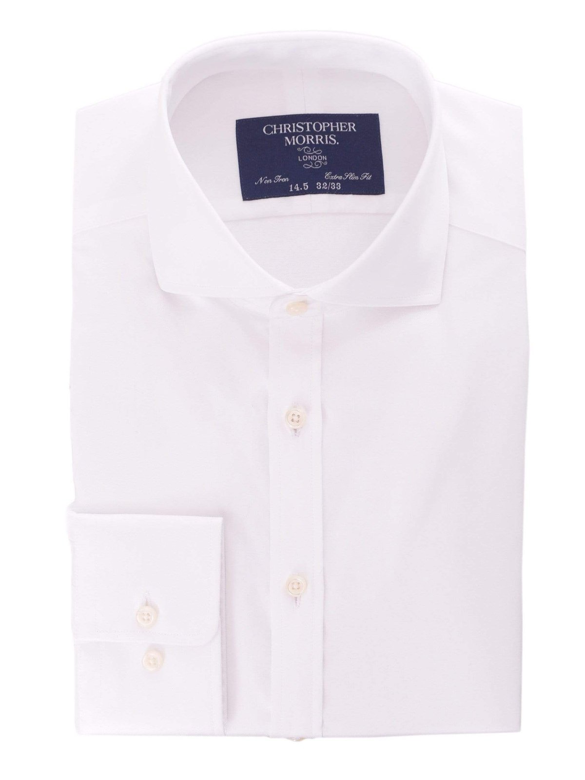 Christopher Morris Men's 100% Cotton Non-Iron White Slim Fit French Cuff Dress Shirt, 15 1/2 / 32/33 Christopher Morris Men's 100% Cotton Non-Iron White Slim Fit French Cuff Dress Shirt, 15 1/2 / 32/33