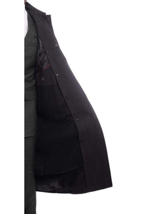 Cianni Cellini OUTERWEAR Men's Single Breasted Black Long Trench Coat Jacket With Removable Belt & Liner