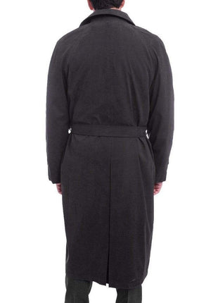 Cianni Cellini OUTERWEAR Men's Single Breasted Black Long Trench Coat Jacket With Removable Belt & Liner