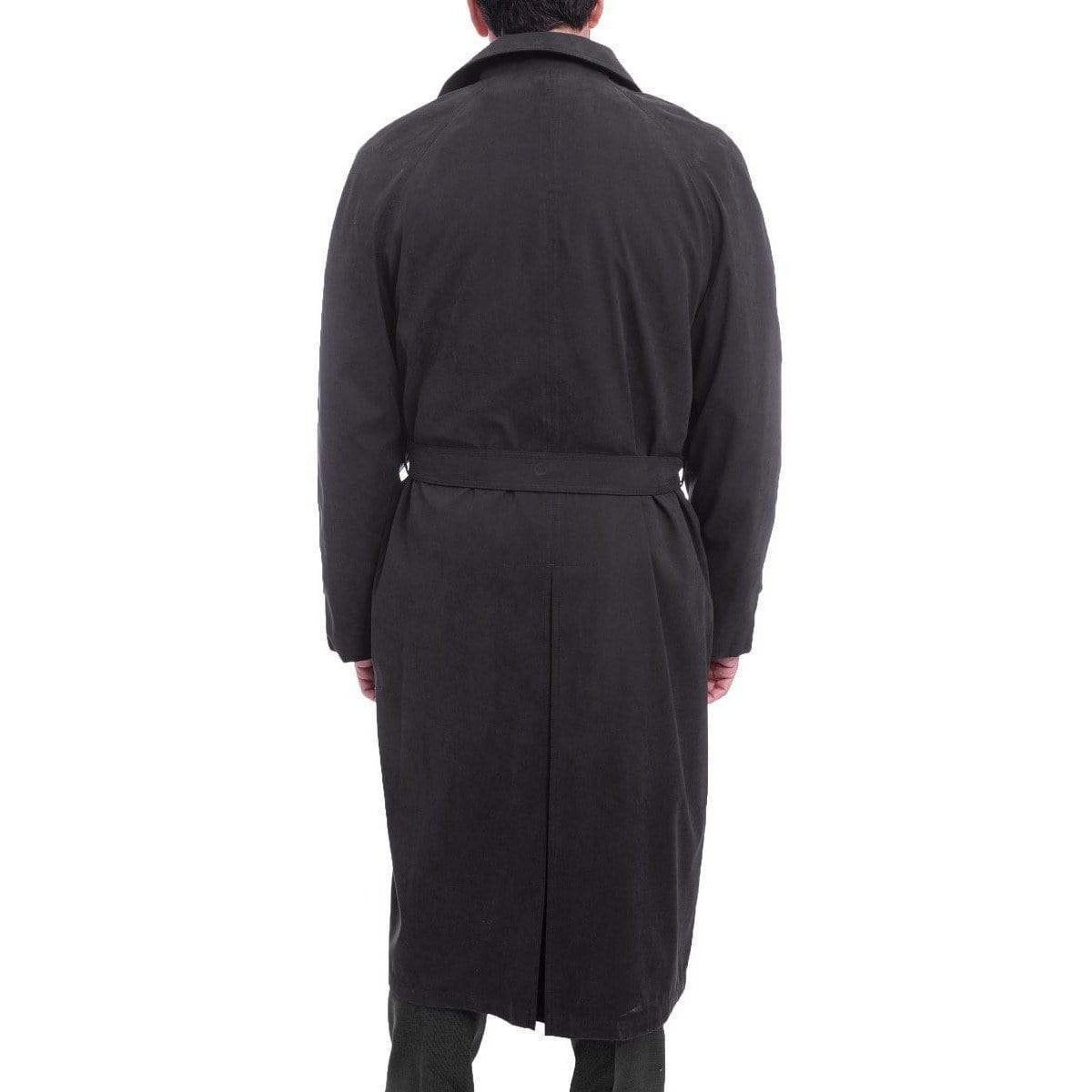 Cianni Cellini OUTERWEAR Men&#39;s Single Breasted Black Long Trench Coat Jacket With Removable Belt &amp; Liner