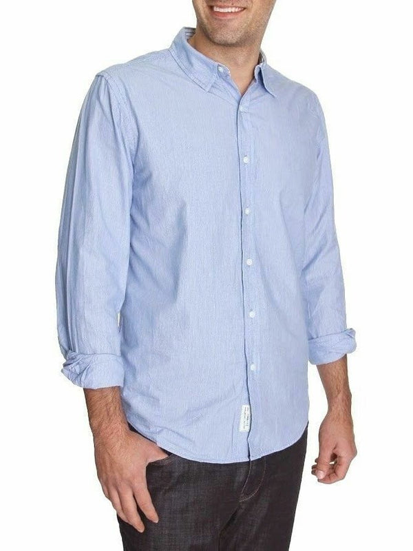 Club Room Mens Blue Pinstriped 100% Cotton Slim Fit Dress Shirt | The ...