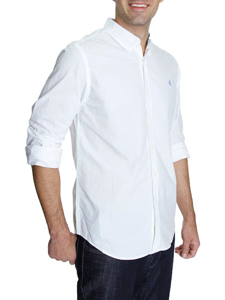 Club Room SHIRTS L Club Room Mens Solid White 100% Cotton Fitted Dress Shirt