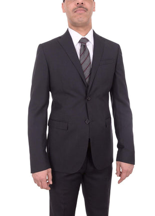 Corneliani TWO PIECE SUITS Corneliani Trend 42r 52 Drop 8 Black Striped 18.25 Micron Super 110's Wool Suit
