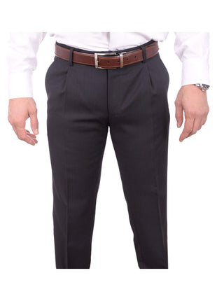 Corneliani TWO PIECE SUITS Corneliani Trend 42r 52 Drop 8 Black Striped 18.25 Micron Super 110's Wool Suit