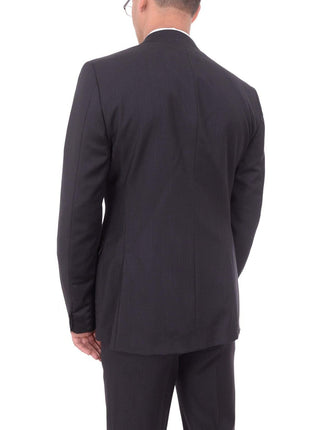 Corneliani TWO PIECE SUITS Corneliani Trend 42r 52 Drop 8 Black Striped 18.25 Micron Super 110's Wool Suit