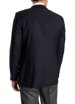 back view of navy blue two button men's blazer