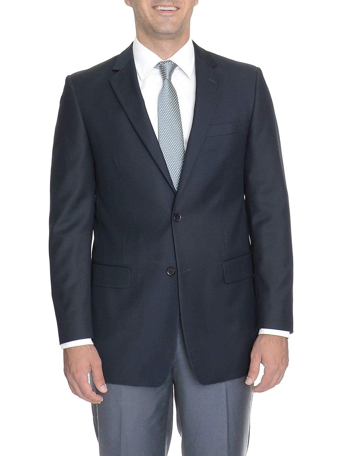 Mens Classic Fit Solid Navy Two Button Blazer, Navy / 50R Mens Classic Fit Solid Navy Two Button Blazer, Navy / 50R