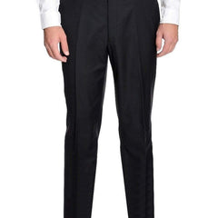 Men's Slim Fit Solid Black Flat Front Dress Pants
