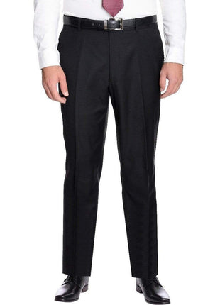 Men's Slim Fit Solid Black Flat Front Dress Pants