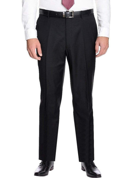 Creativo Classic Fit Solid Black Flat Front Washable Dress Pants