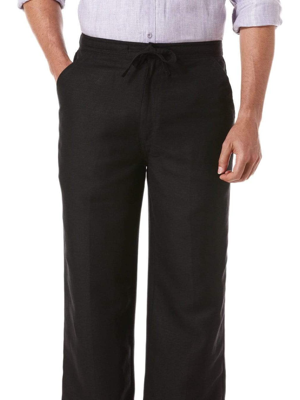 Cubavera PANTS 46X32 Cubavera Classic Fit Solid Black Washable Casual Pants With Drawstring Waistband