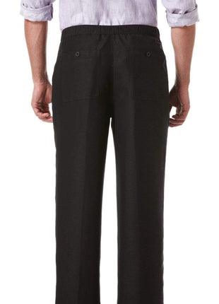 Cubavera PANTS Cubavera Classic Fit Solid Black Washable Casual Pants With Drawstring Waistband