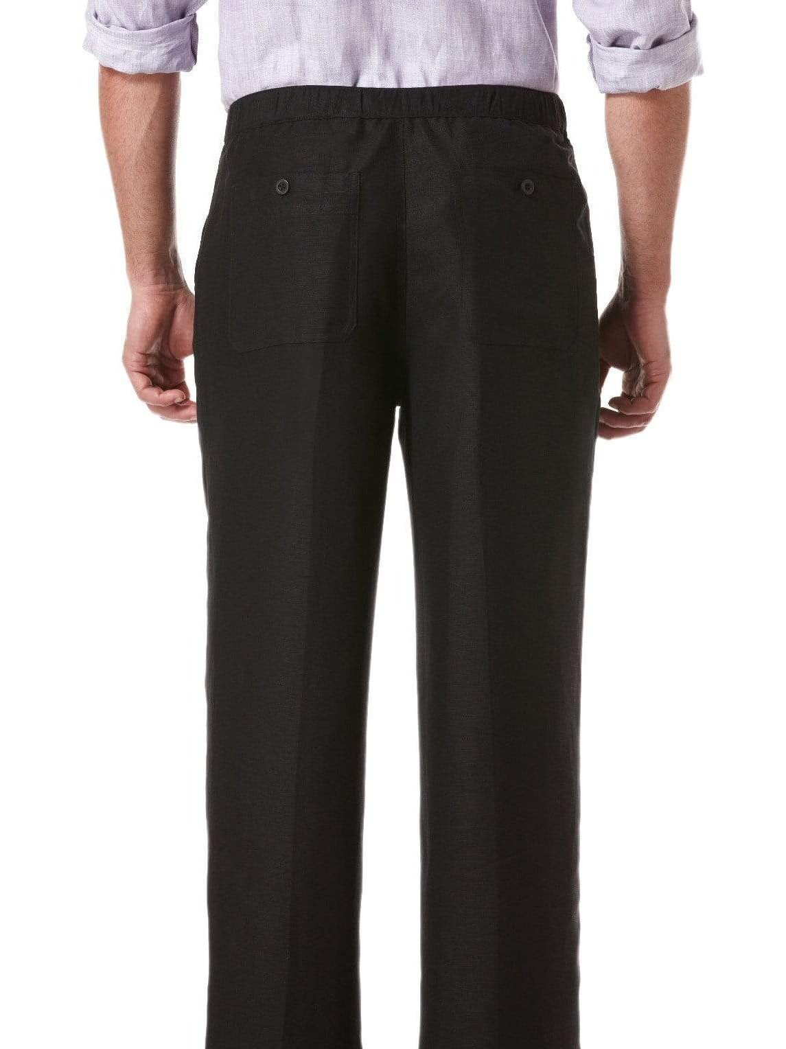 Cubavera PANTS Cubavera Classic Fit Solid Black Washable Casual Pants With Drawstring Waistband