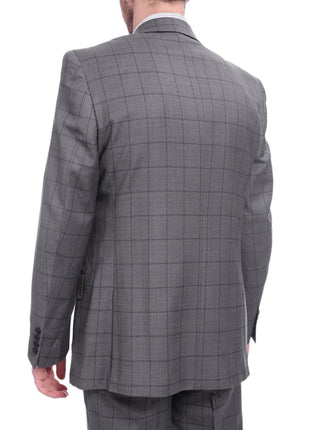 Giorgio Cosani Classic Fit Gray Windowpane Two Button Stretch Wool Suit - The Suit Depot