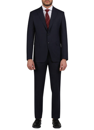 Di'nucci SUITS 34S Di'nucci Navy Blue With Blue Stripe Peak Lapel Wool Suit