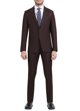 Di'nucci SUITS 38R Di'nucci Burgundy Textured Peak Lapel Wool Suit