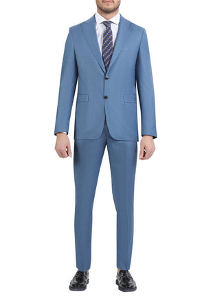Di'nucci SUITS 38R Di'nucci Light Blue Stepweave Peak Lapel Wool Suit