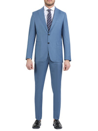 Thumbnail for Di'nucci SUITS 38R Di'nucci Light Blue Stepweave Peak Lapel Wool Suit