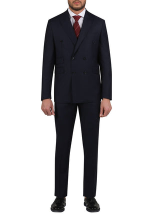 Di'nucci SUITS 38R Di'nucci Navy Textured Double Breasted Wool Suit