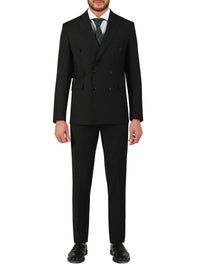 Thumbnail for Di'nucci SUITS 40R Di'nucci Black Textured Double Breasted Wool Suit