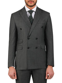 Thumbnail for Di'nucci SUITS Di'nucci Gray With Light Blue Stripe Double Breasted Suit