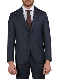 Thumbnail for Di'nucci SUITS Di'nucci Navy With Blue Stripe Peak Lapel Wool Suit