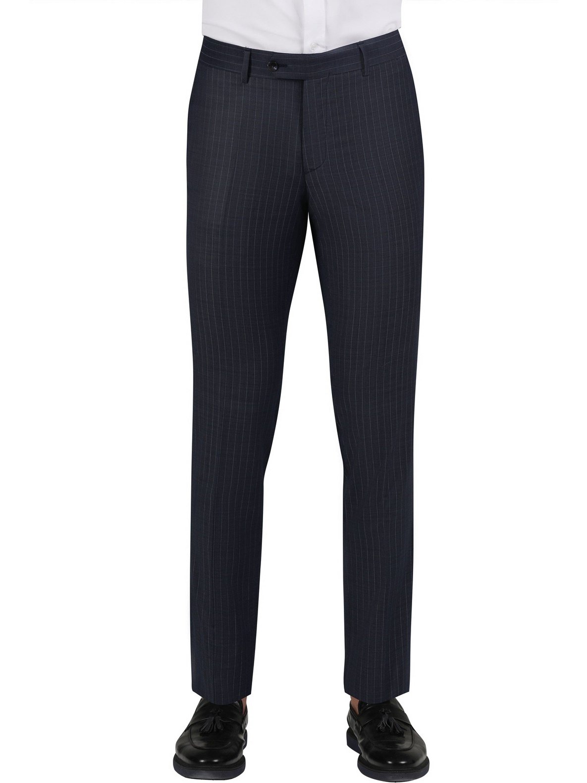 Di&#39;nucci SUITS Di&#39;nucci Navy With Blue Stripe Peak Lapel Wool Suit