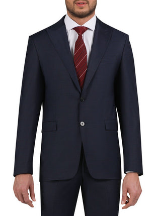 Di'nucci SUITS Di'nucci Navy With Brown Windowpane Peak Lapel Wool Suit