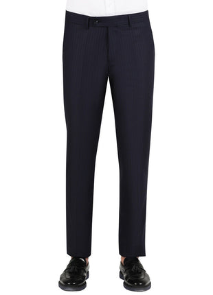 Di'nucci SUITS Di'nucci Navy With Purple Pinstripe Peak Lapel Wool Suit