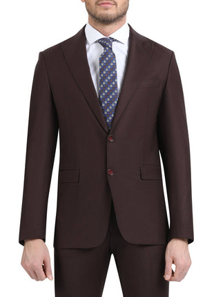 Di'nucci SUITS Di'nucci Solid Burgundy Peak Lapel Wool Suit