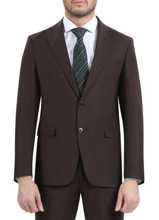 Di'nucci SUITS Di'nucci Solid Chocolate Brown Peak Lapel Wool Suit