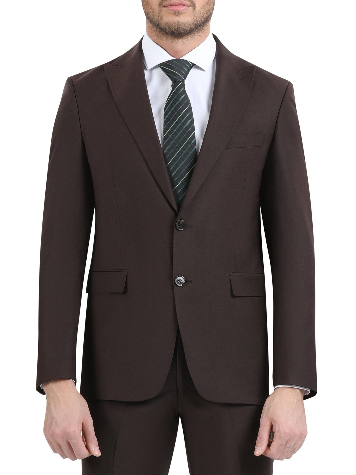 Di'nucci SUITS Di'nucci Solid Chocolate Brown Peak Lapel Wool Suit