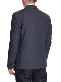 Thumbnail for DKNY BLAZERS DKNY Mens Trim Fit Blue and Gray Houndstooth Two Button Wool Blazer Sportcoat