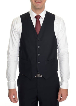Emigre Extra Slim Fit Solid Navy Blue Three Piece Suit With Ticket Pocket - The Suit Depot