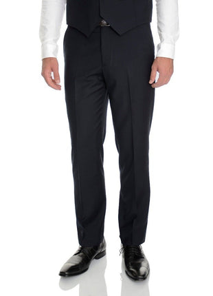 Emigre Extra Slim Fit Solid Navy Blue Three Piece Suit With Ticket Pocket - The Suit Depot