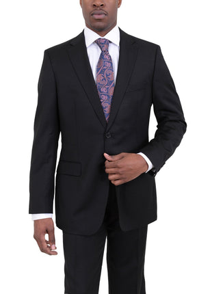 Hugo Boss Pasolini/movie Solid Black Super 100 Two Button Wool Suit - The Suit Depot