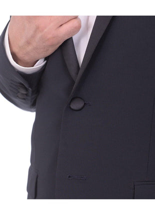 Eleganza Platinum Sale Suits Eleganza Platinum Slim Fit Navy Blue Tonal Striped Two Button Tuxedo Suit