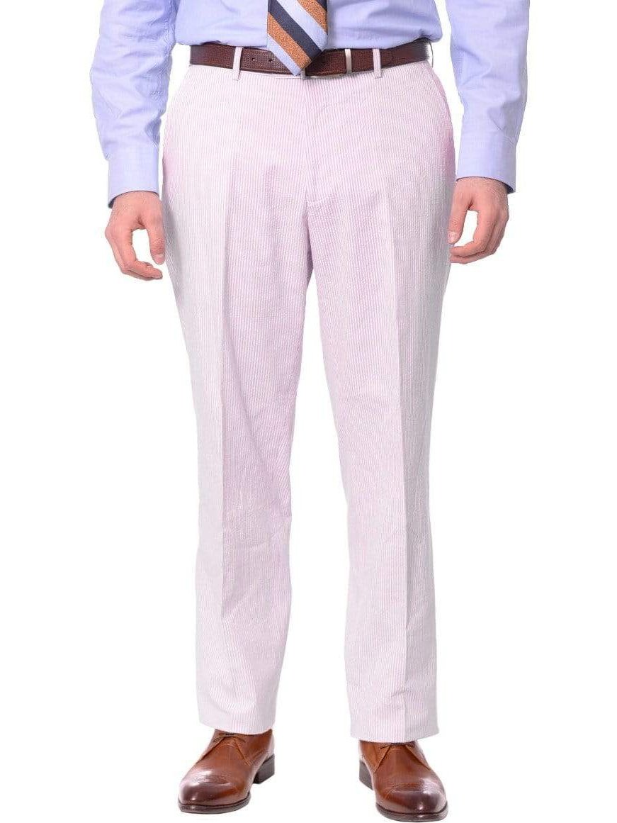 pink and white striped cotton seersucker suit pants