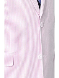 Thumbnail for close up of pink and white striped seersucker suit jacket buttons