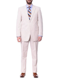 Thumbnail for tan and white stripe cotton seersucker suit