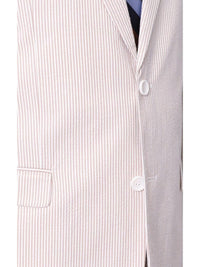 Thumbnail for close up of tan and white seersucker suit buttons