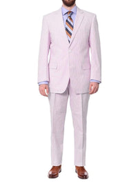 Thumbnail for pink and white striped cotton seersucker men's suit