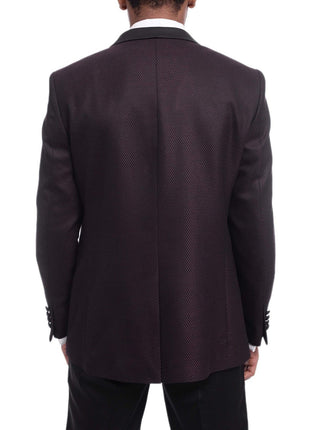 Emilio Guseppe TUXEDOS Emilio Gueseppe Slim Fit Burgundy & Black Check Tuxedo Suit With Shawl Lapels
