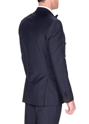Braveman Slim Fit Navy Blue Double Breasted Tuxedo Tux Suit - The Suit Depot