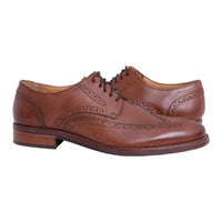 Thumbnail for Florsheim 10 / 10 D-M Florsheim Salerno Wingtip Solid Brown With Medallion Derby Leather Dress Shoe