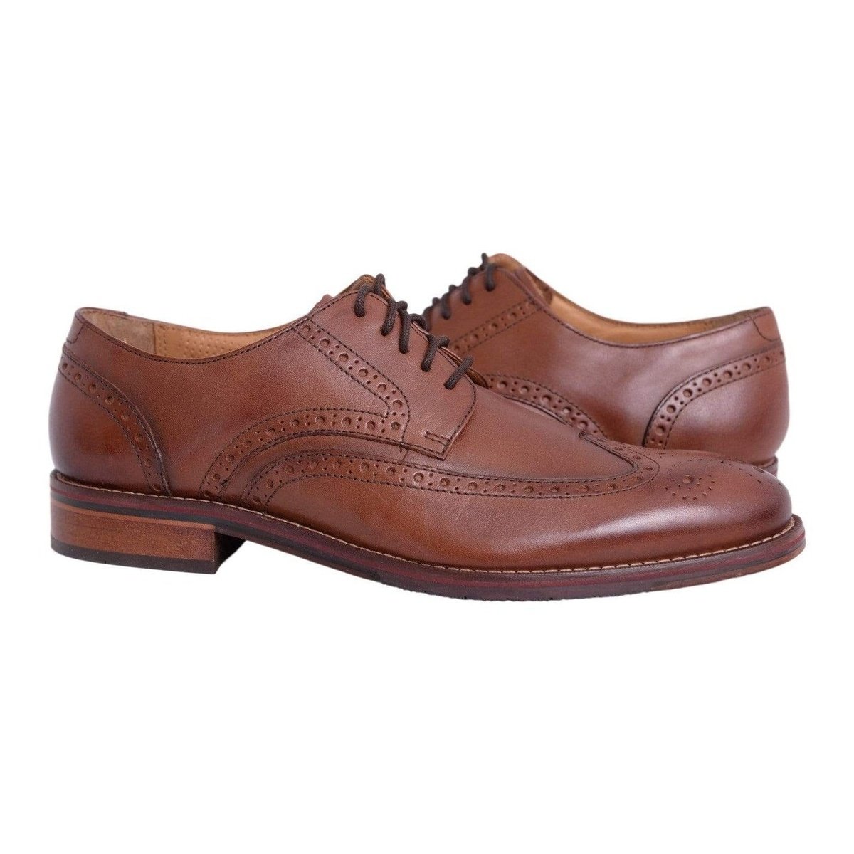 Florsheim 10.5 / 10.5 D-M Florsheim Salerno Wingtip Solid Brown With Medallion Derby Leather Dress Shoe