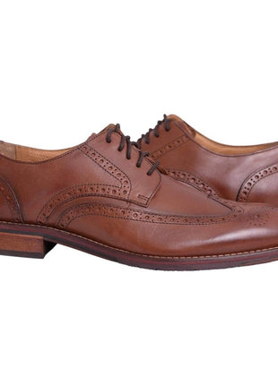 Florsheim 12 / 12EE+ Florsheim Salerno Wingtip Solid Brown With Medallion Derby Leather Dress Shoe