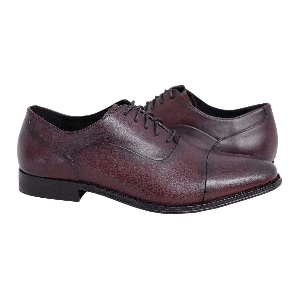 Florsheim SHOES 8.5 Florsheim Solid Dark Brown Cap Toe Oxford Leather Dress Shoes