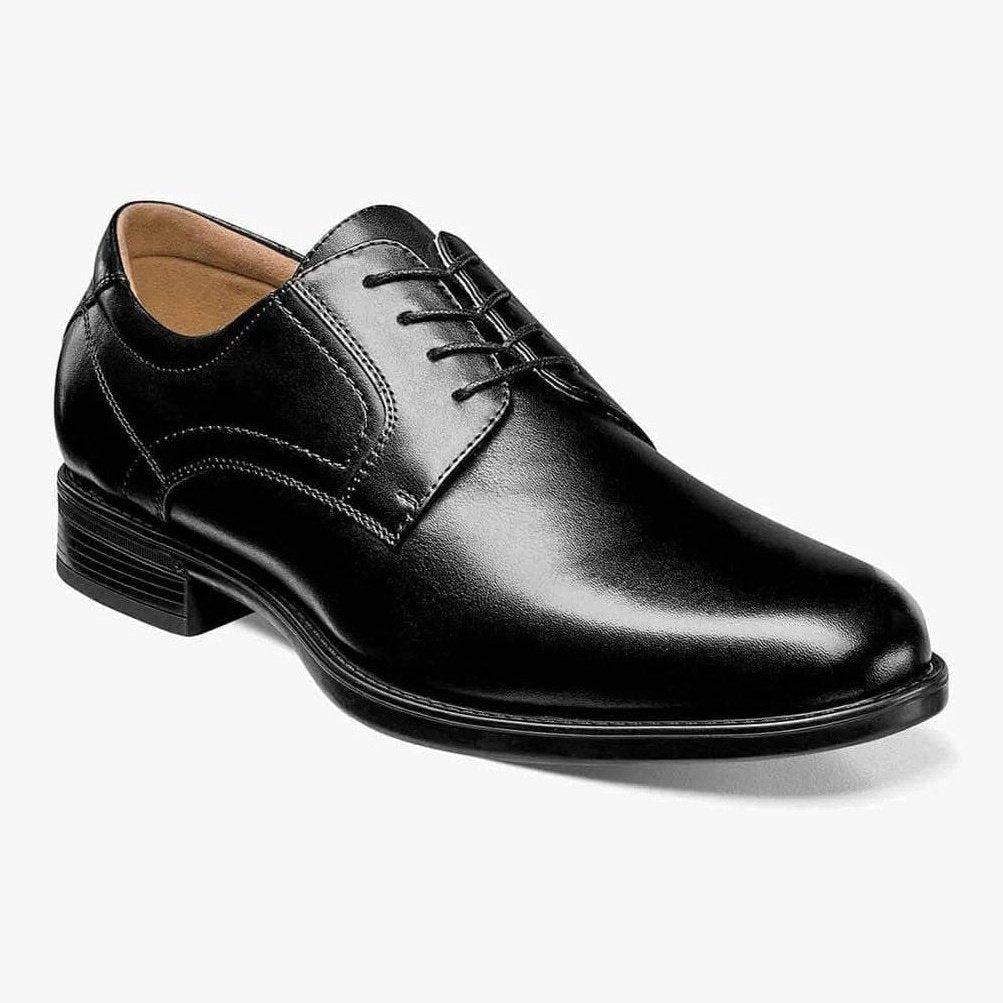Florsheim SHOES Florsheim Mens Midtown Solid Black Oxford Leather Dress Shoes