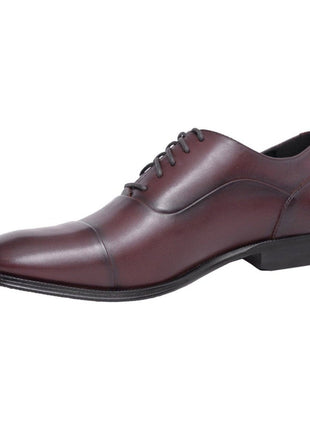 Florsheim SHOES Florsheim Solid Dark Brown Cap Toe Oxford Leather Dress Shoes